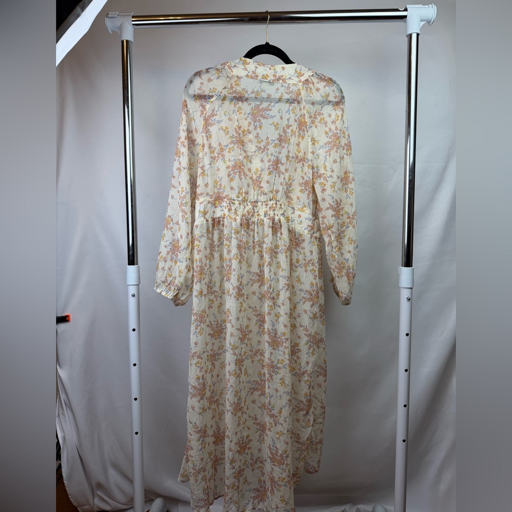 American Eagle Floral Tie-Front Midi Dress | Lightweight Boho | Size L - Picture 2 of 8